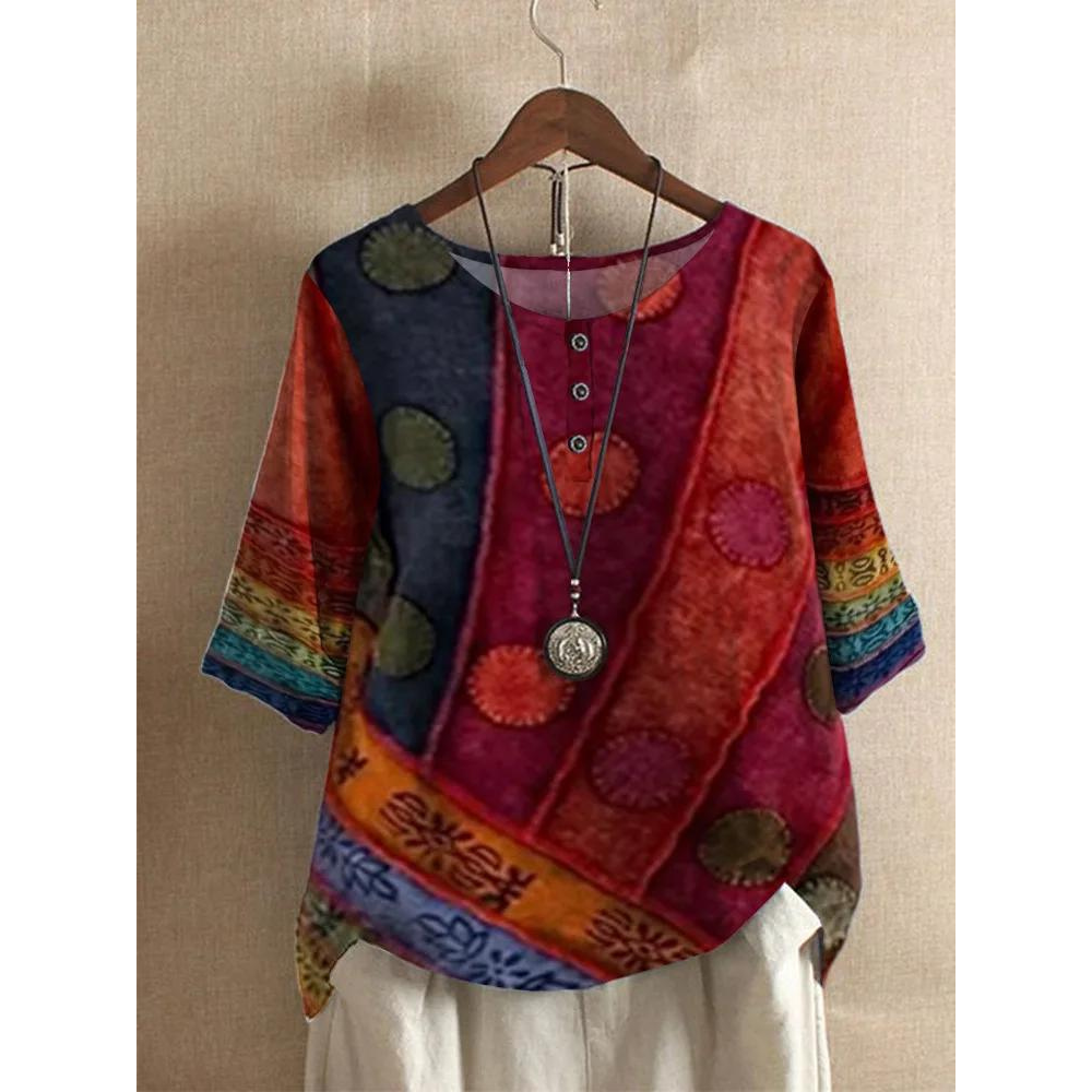 Fiora | Comfortable Colorful Top With Half Sleeves