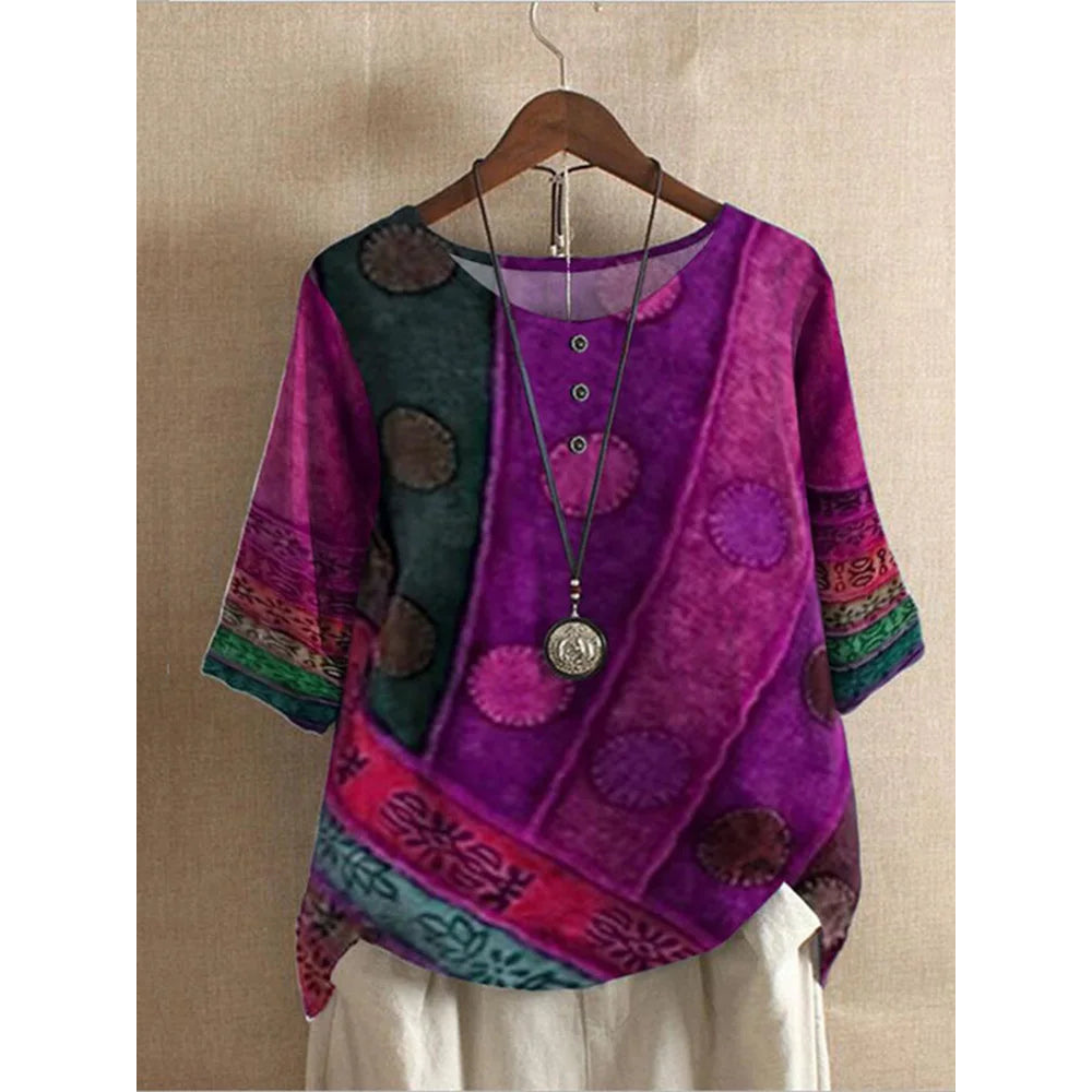 Fiora | Comfortable Colorful Top With Half Sleeves