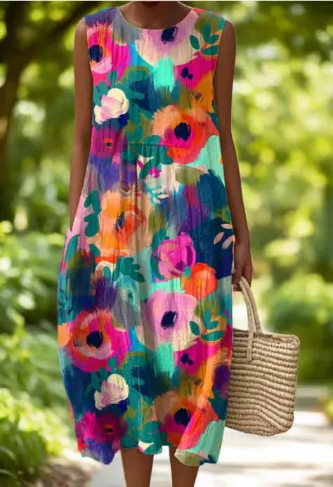 Callie™ – Sleeveless Cotton & Linen Dress